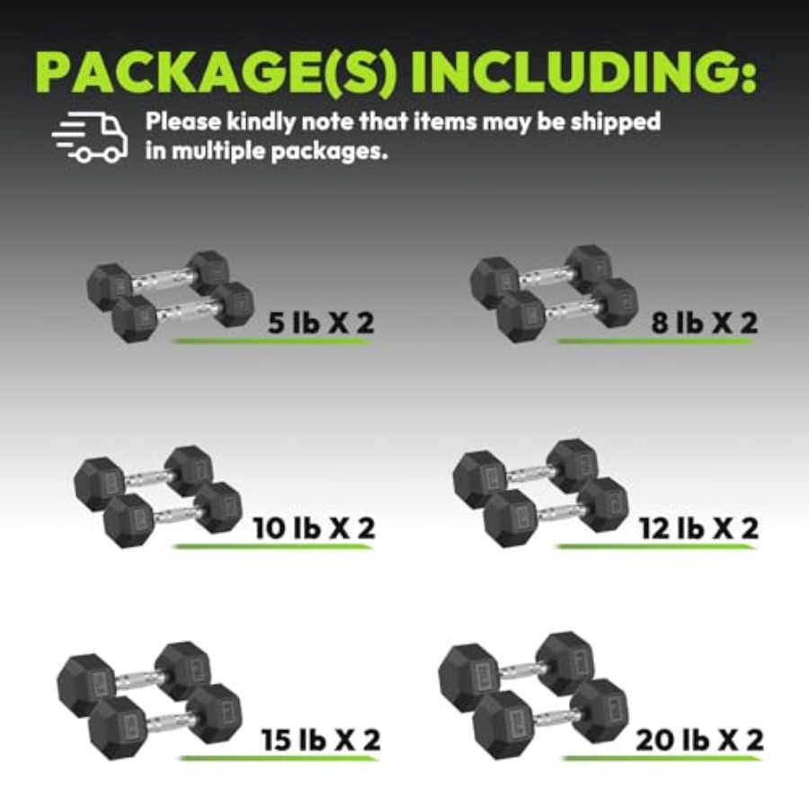 Hex Dumbbell 45-480 lb Set Rub - Home Gym Dumbbell Set recensione e prezzo