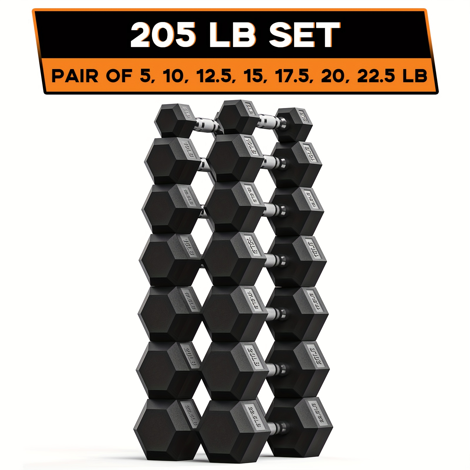40-355LB HEX Dumbbell Set Rubb - Home Gym Dumbbell Set recensione e prezzo