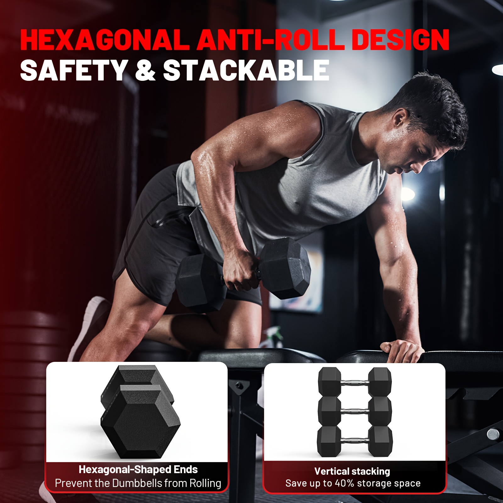 40-355LB HEX Dumbbell Set Rubb - Home Gym Dumbbell Set recensione e prezzo